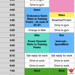Color coded training calendar